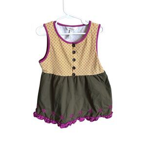 Matilda Jane SZ 10 sleeveless top tunic ruffles green yellow